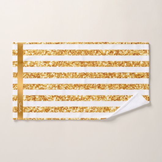Gold Vertical Glitter Boho Stripes Collectie Bad Handdoek (Handdoek)