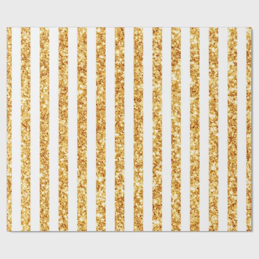Gold Vertical Glitter Boho Stripes Collectie Cadeaupapier (Vlak)