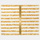 Gold Vertical Glitter Boho Stripes Collectie Fleece Deken (Voorkant (Horizontaal))