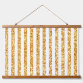 Gold Vertical Glitter Boho Stripes Collectie Hangend Wandkleed (Voorkant)
