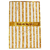 Gold Vertical Glitter Boho Stripes Collectie Medium Cadeauzakje (Voorkant)