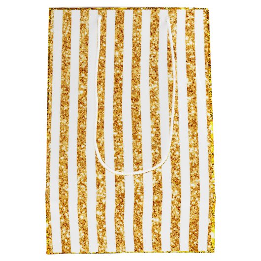 Gold Vertical Glitter Boho Stripes Collectie Medium Cadeauzakje (Achterkant)