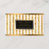 Gold Vertical Glitter Boho Stripes Collectie Visitekaartje (Voorkant)