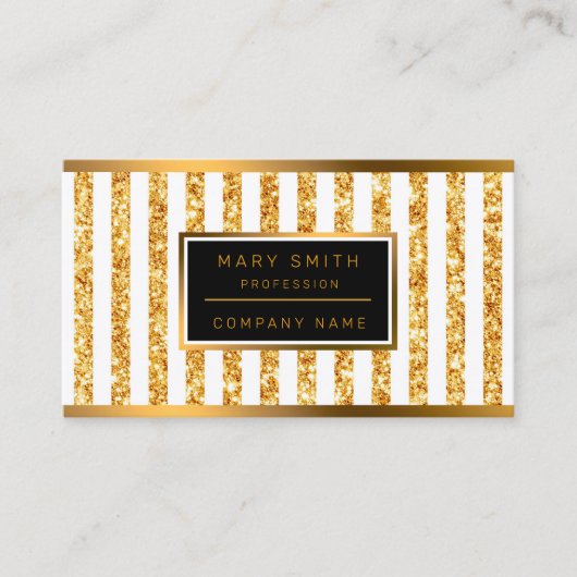 Gold Vertical Glitter Boho Stripes Collectie Visitekaartje (Voorkant)