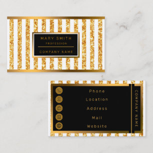 Gold Vertical Glitter Boho Stripes Collectie Visitekaartje
