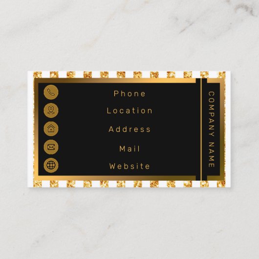 Gold Vertical Glitter Boho Stripes Collectie Visitekaartje (Achterkant)