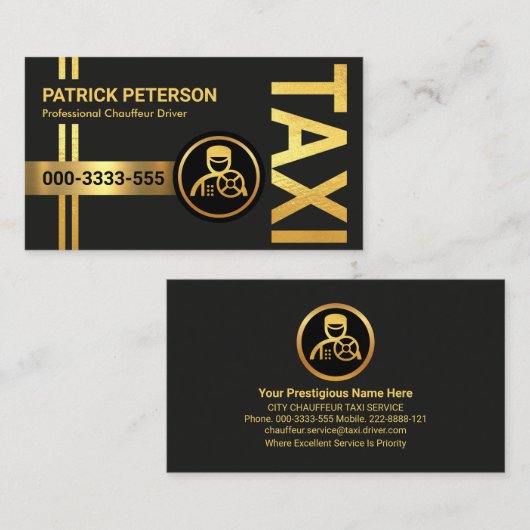 Gold Vertical Taxi Signage Lines Visitekaartje (Voorkant / Achterkant)