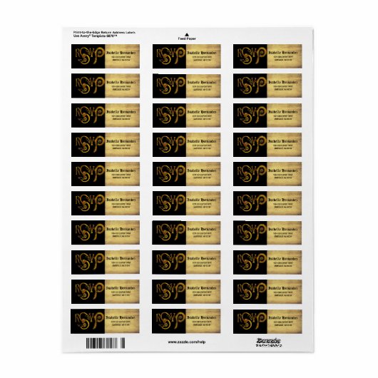 Gold Victoriaans RSVP Return Address Label (Full Sheet)