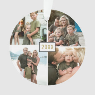 Gold Vier kerstfeestdagen Ornament met foto's