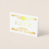 Gold Vierige RSVP Folie Kaart (Voorkant)