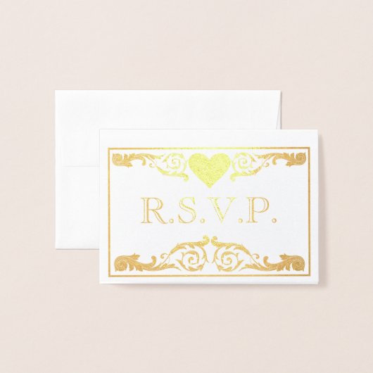 Gold Vierige RSVP Folie Kaart (Voorkant met envelop)