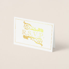   Gold Vierige RSVP Folie Kaart