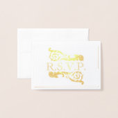   Gold Vierige RSVP Folie Kaart (Voorkant met envelop)