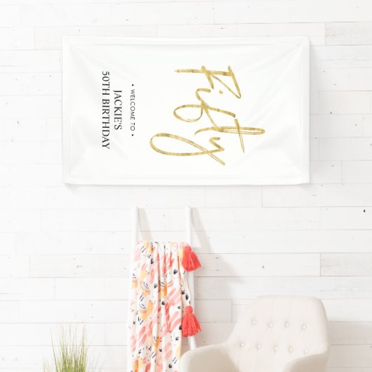 Gold Vijftig | 50e Welkomstbanner van de Birthday  Spandoek (Insitu)