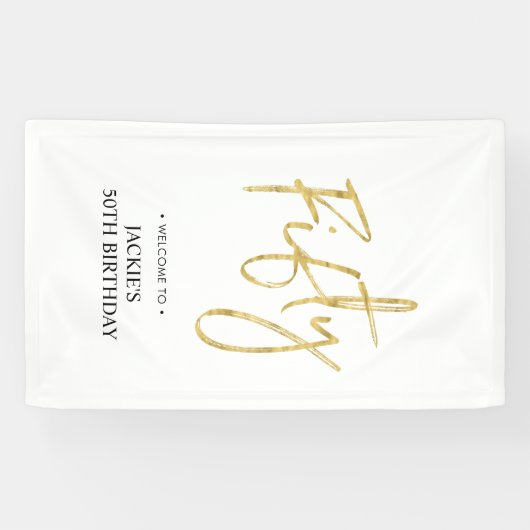 Gold Vijftig | 50e Welkomstbanner van de Birthday Spandoek (Horizontaal)