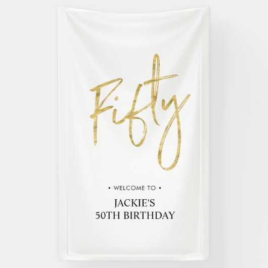 Gold Vijftig | 50e Welkomstbanner van de Birthday  Spandoek (Verticaal)