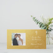 Gold Vinayaka Wedding Save the Date Photo Cards (Staand voorkant)