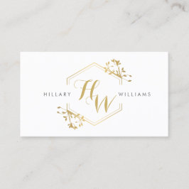 Gold Vine and Leaf Monogram Embleem Visitekaartje