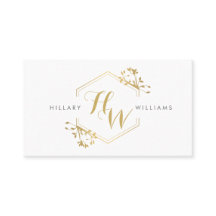 Gold Vine and Leaf Monogram Embleem Visitekaartje