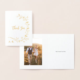 Gold Vine Scroll Wedding Hartelijk dank. Folie Kaarten
