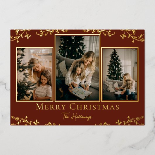 Gold Vines 3 Foto Folie Vakantie Kaart (Voorkant)