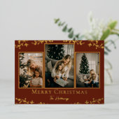 Gold Vines 3 Foto Folie Vakantie Kaart (Staand Voorkant)