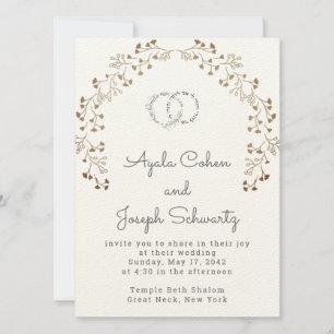 Gold Vines Chuppah Jewish Wedding Invitations Kaart