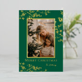 Gold Vines One Photo Lijst Folie Holiday Kaart (Staand Voorkant)