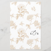 Gold Vintage Floral Modern Script Wedding Menu (Achterkant)