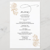 Gold Vintage Floral Modern Script Wedding Menu (Voorkant)