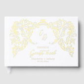 Gold Vintage Flourish Couples Monogram Wedding Gastenboek (Voorkant)
