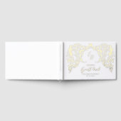 Gold Vintage Flourish Couples Monogram Wedding Gastenboek (Volledig)