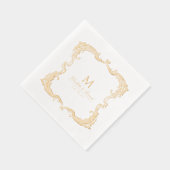 Gold Vintage Frame Classic Script Wedding Folie Servetten (Rechts)