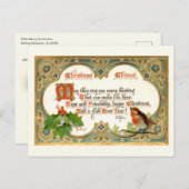  Gold Vintage-kerstversie, Robin & Holly Briefkaart (Voorkant / Achterkant)