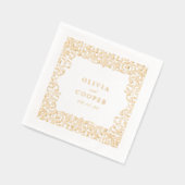 Gold Vintage Ornate Frame Classic Wedding  Folie Servetten (Links)