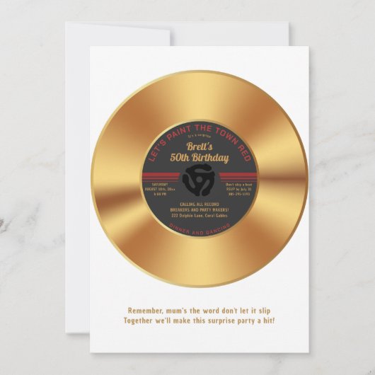  Gold Vinyl 45 Record Verrassingsverjaardag Kaart (Voorkant)