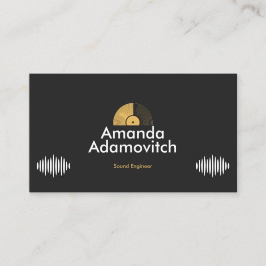 Gold Vinyl Record & Sound Waves Visitekaartje (Voorkant)