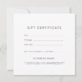 Gold Violet Glitter Elegant Gift Certificate (Achterkant)