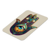 Gold Violet Teal Hamsa w/ Turquoise Third Eye Magneet (Linkerzijde)