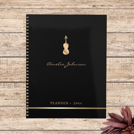 Gold Violin Elegant Music 2026 Jaarlijkse Planner