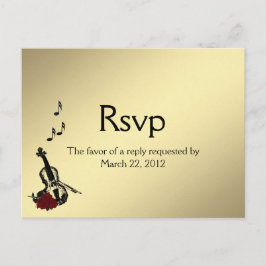 Gold Violin Music RSVP met Entree Choice Briefkaar Uitnodiging Briefkaart