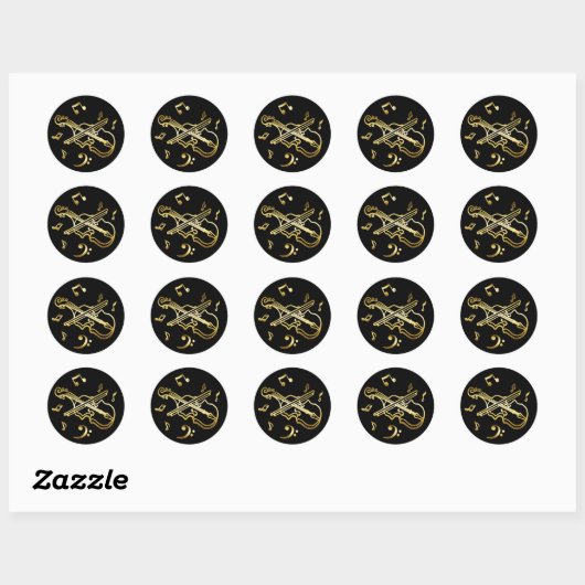 GOLD VIOLIN RONDE STICKER (Vel)