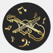 GOLD VIOLIN RONDE STICKER (Voorkant)