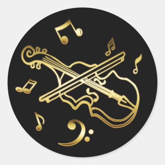 GOLD VIOLIN RONDE STICKER (Voorkant)