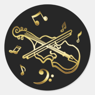 GOLD VIOLIN RONDE STICKER