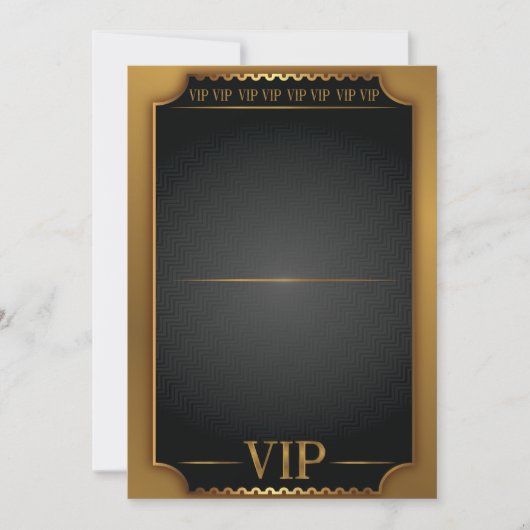 GOLD VIP TICKET PASS Blank Verjaardag uitnodiging (Voorkant)