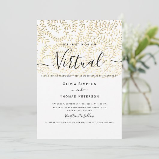 Gold Virtual Wedding Kaart (Staand voorkant)