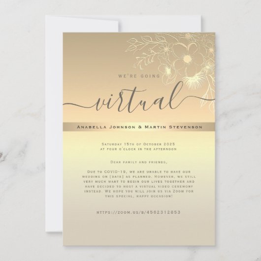 Gold Virtual Wedding Uitnodiging (Voorkant)
