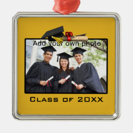 Gold Voeg uw foto/jaar Afstuderen toe Metalen Ornament