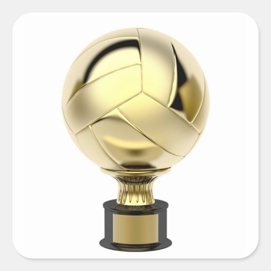 Gold volleyball trofee vierkante sticker (Voorkant)
